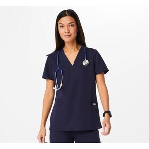 FIGS Navy Blue Casma Two Pocket Scrub Top Uniform Medical Women's size XL